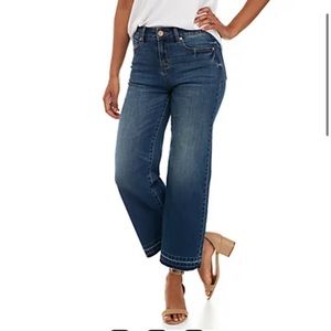 ASHLEY MASON Release Raw Hem Wide Leg Crop Jeans